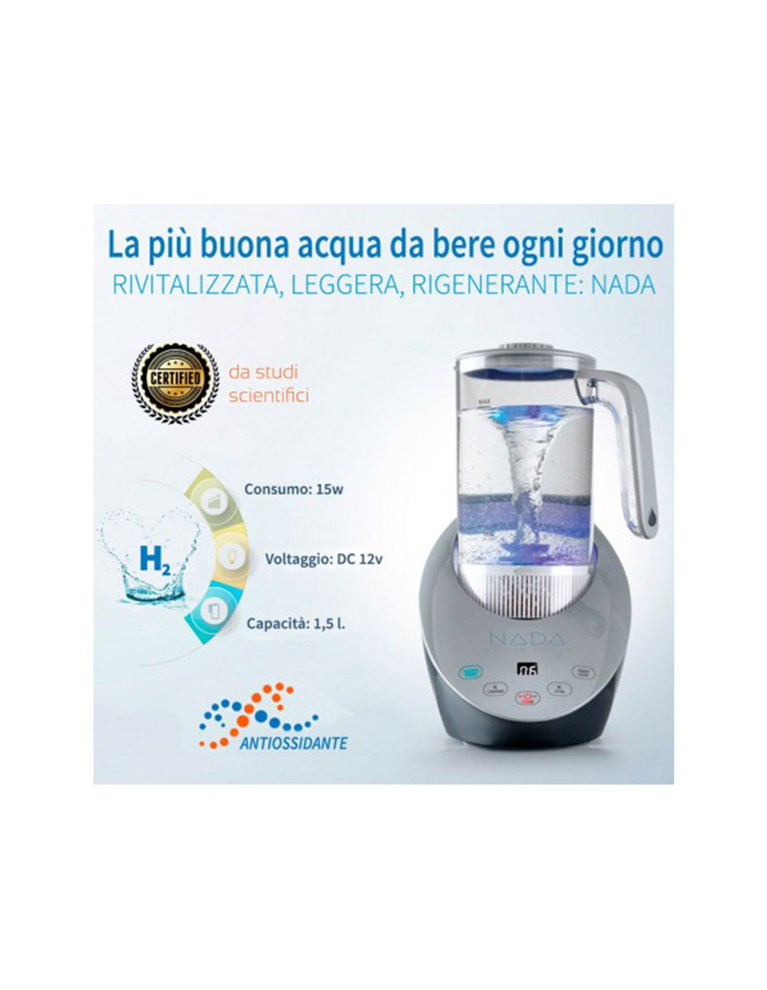 Generatore di Acqua Idrogenata H2 NADA con Filtro Esclusivo a Bio-Ceramiche [New Model 2022]